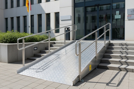 Alu Riffelblech Belastungstabelle als Rampe an Eingang